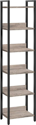 Bookshelf, 6-Tier Bookcase, Standing Book Shelf for Small Space, Storage Shelf Organizer, for Living Room, Bedroom, Study, Balcony, Greige and Black BKHG6601