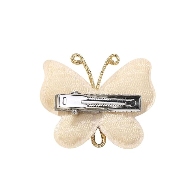 12 Pcs Butterfly Hair Bow Girl, Beige Kid's Cute Hair Clips Barrettes Accessories for Infants Toddlers Baby Kids Fine Hair