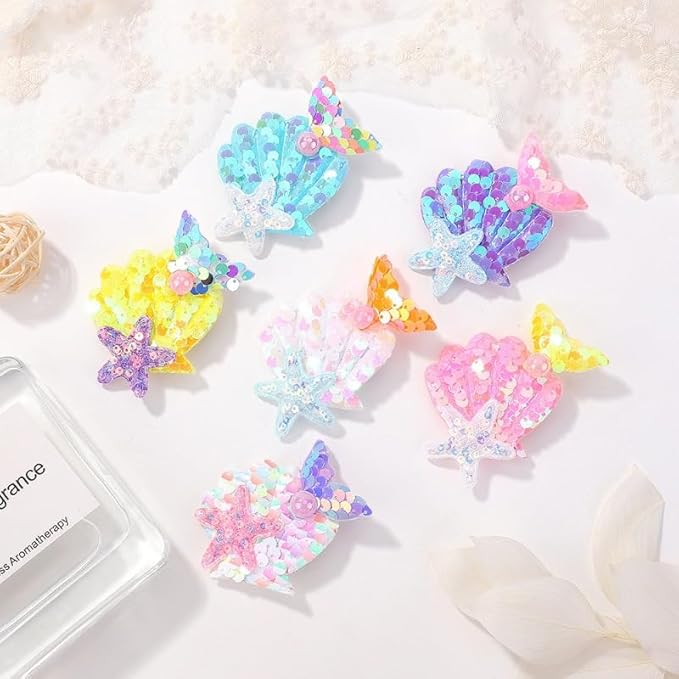 Enchanting Mermaid-Shaped Sequin Hair Clips for Kids - 6 Color Options! (blue)