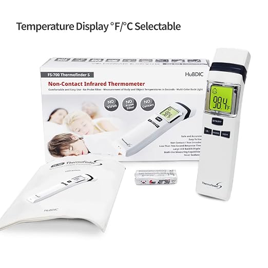 HubiBaby No-Touch Forehead Thermometer, Digital Infrared Thermometer for Adults and Kids, Baby Thermometer with Fever Alarm Fast and Accurate,Ideal for Whole Family (White)
