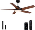 Ceiling Fans with Lights and Remote Control, 52 Inch Modern Ceiling Fan with 3CCT Dimmable LED, 6 Speeds, Quiet Reversible DC Motor, Timer, Black Ceiling Fan for Living Room, Kitchen, Outdoor Patio
