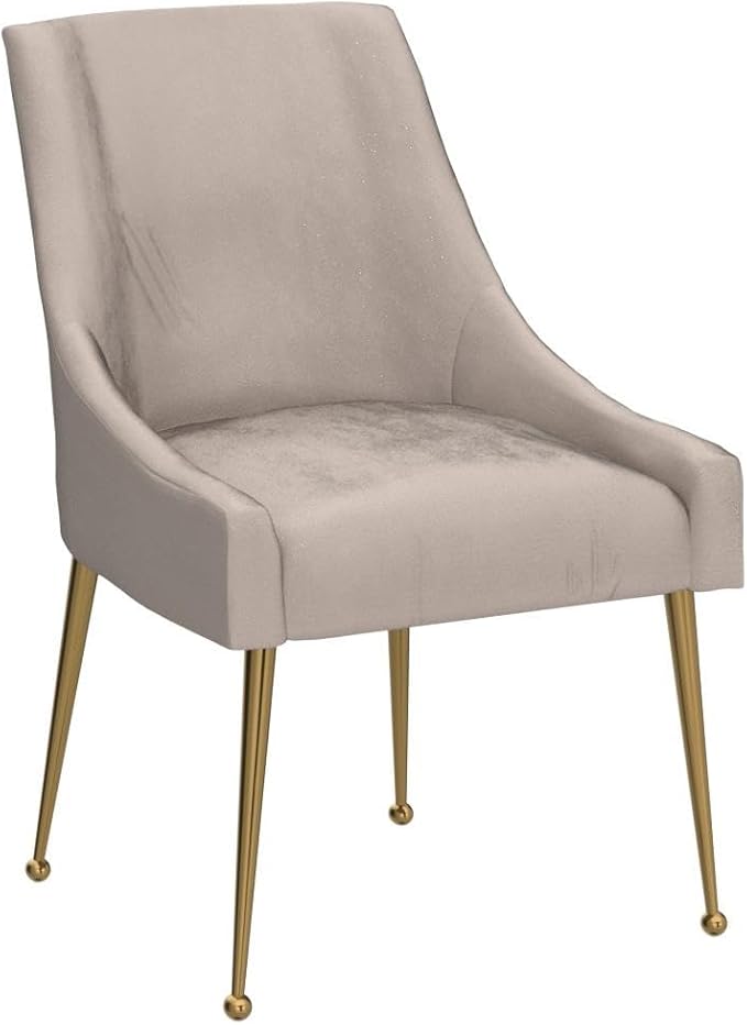 Velvet Dining Chairs Set of 2, Upholstered Dining Chairs with Polished Gold Metal Legs,Farmhouse Kitchen Side Chairs, Vanity Chairs, Accent Chair for Kitchen,Restaurant/Cafe(Beige)