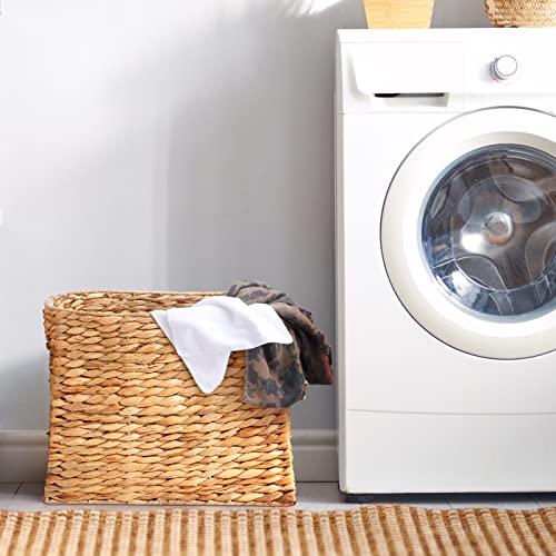 Tatuo Seagrass Magazine Baskets Magazine Holder Tall Narrow Woven Storage Wicker Basket Floor Bathroom Home Office Handwoven Holder for Books, Newspaper, File and Mail(Light Brown) - color: Light Brown