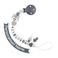 Personalized Pacifier Clip with Name for Baby, Customized Pacifier Clip Fits All Pacifiers, Cute Baby Birthday Christmas Gift, Grey Fox