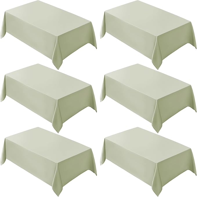 VidaFete Tablecloth 6 Pack 90 * 132inch Rectangle Table Cloth Polyester,Stain Wrinkle Resistant Polyester Dining Table Cover for Kitchen Dinning Party Wedding Rectangular Buffet Decoration(Sagegreen)