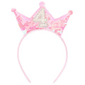 Birthday Crown Headband Pink Glitter Birthday Headbands for Girls 4 Year Old Girl Gifts 4th Birthday Decorations