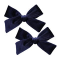 Vintage Velvet Bow Hair Clips for Baby Girl Kids Women Fall Velvet Christmas Hair Bows Barrettes Accessories (2 pcs Navy)
