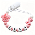 Silicone Pacifier Clip with Flower Bow for Baby Handmade Pacifier Holder Fits All Pacifiers