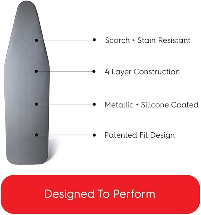 TIVIT Ironing Board Cover 18 x 49” – Made in Italy, Alumitek PRO Heat-Reflective