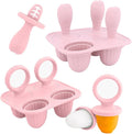 Silicone Popsicle Molds, Mini Breastmilk Popsicle Molds with Sticks, Frozen Breast Milk Teether Popsicle Maker Ice Pop Molds for Infant Feeding Spoon (2Set-Light pink)