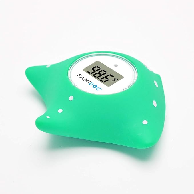 Baby Bath and Room Thermometer - Famidoc FDTH-V0-22 New Upgraded Sensor Technology for Baby Health Bath Tub Thermometer Floating Toy (Blue)