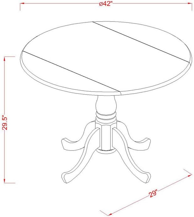 East West Furniture DLGA5-BLK-24 5 Piece Kitchen Table Set for 4 Includes a Round Dining Room Table with Dropleaf and 4 Black Linen Fabric Upholstered Chairs, 42x42 Inch, Black