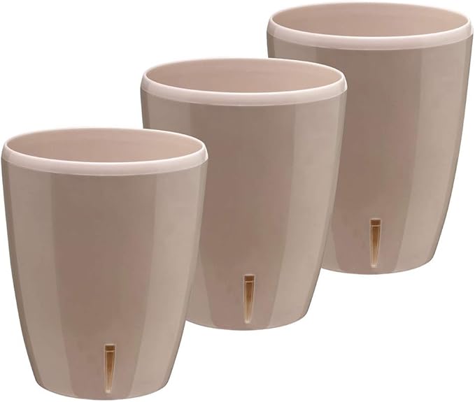 Santino 5.9 Inch ORCHIDEA Self Watering Pots for Orchids in Sand (Set of 3) - Decorative Wicking Planter with w/Great Aerification, Drainage and Water Level Indicator