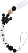 Panny & Mody Personalized Stroller Toy Clip with Name (Black)