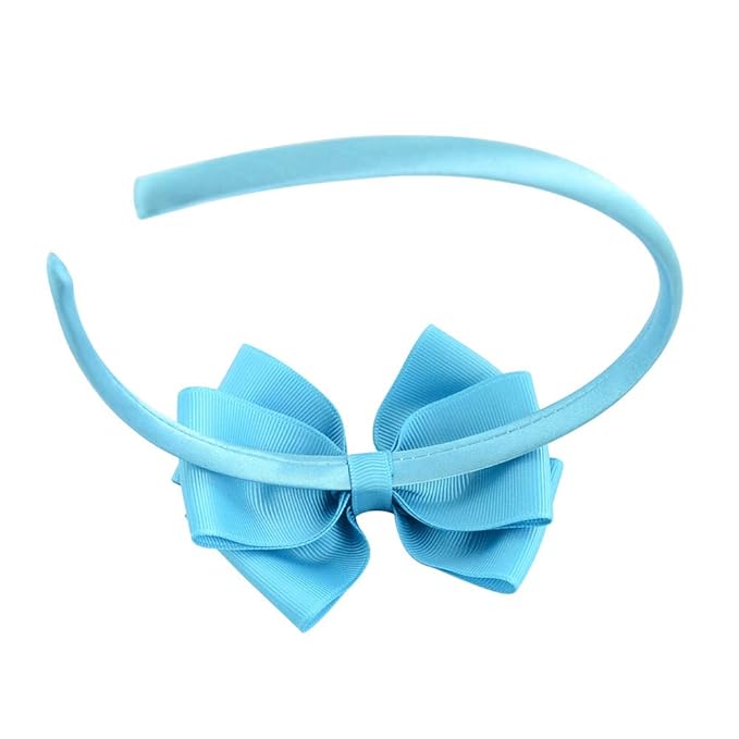 Baby Girl's 4 Inch Double Layer Bow knot Headband Pure Color Ribbed Band Hair Hoop (Hot Pink)