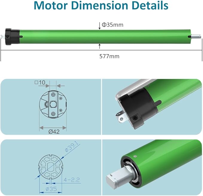 Hardwired Roller Shade Motor 120V AC, Dry Contact Tubular Motor for Smart Blinds, 35mm Quiet Electric Motorized Blinds Kit for Projector Screen Zebra (10 N.m for Φ40mm (1.57") Round Tube)
