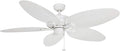 Honeywell Ceiling Fans Duval 52 Inch Ceiling Fan, Quick 2 Hang Indoor/Outdoor Ceiling Fan with Pull Chain, Dual Mount 5 Blade Tropical Design, ETL Damp Rated, White (50206-01)