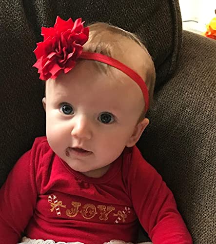 Red Green Girl Baby Flower Headbands Rhinestone Flower Princess.(FD83-Red Green)