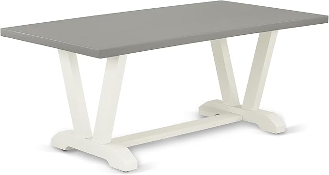 East West Furniture V097VE005-5 5 Piece Kitchen Table Set for 4 Includes a Rectangle Dining Room Table with V-Legs and 4 Grey Linen Fabric Parsons Dining Chairs, 40x72 Inch, Multi-Color
