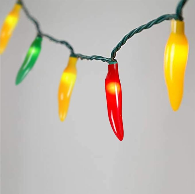Chili Pepper Christmas String Lights, 13.6FT Chili Pepper Lights with 35 Multicolor Warm White Hot Chili, Incandescent Bulb Pepper Lights for Halloween Christmas Outdoor Patio Garden Kitchen Decor