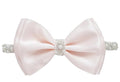 0-12 Newborn Baby Baptism Pearl Headband or Clip with Bow in WHITE Christening Headband with Satin Bow, Pearl Rhinestone Band (Light Pink(3-6Months), 1 Count (Pack of 1))