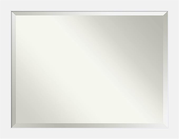 Amanti Art White Bathroom Mirror for Over Sink, 35x45 Corvino White Rectangle Vanity Mirror, X-Large Modern Contemporary Wood Frame, Hangs Horizonally and Vertically, Bathroom Wall Decor, Beveled Edge
