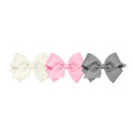 Wee Ones Girls' 3 pc Set Solid Grosgrain Variety Pack on a WeeStay No-Slip Hair Clip, Small, Antique White, Pearl Pink, and Gray