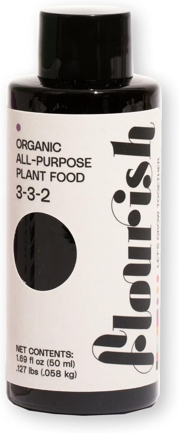 Flourish Plant Organic All-Purpose Plant Food 3-3-2 Fertilizer for Indoor Plants - CDFA Certified, Easy Application, 3-3-2 NPK, Eco-Friendly, EA 1.69 fl oz USA Made