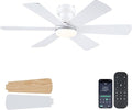 BayDay 46 inch Ceiling Fans with Lights, Ceiling Fan with Remote APP, Dual-Sided Modern/Rustic 6 Blades, Reversible, 3CCT, Flush Mount Low Profile Ceiling Fan with Lights Bedroom Kitchen Indoor White