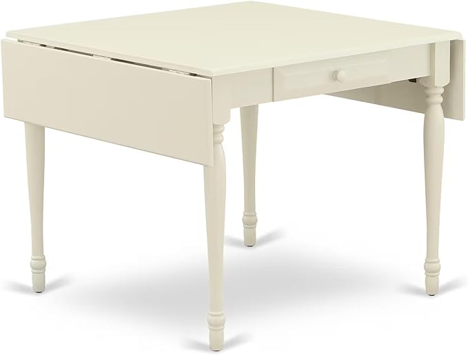 East West Furniture MZDO5-LWH-W 5 Piece Kitchen Table & Chairs Set Includes a Rectangle Dining Room Table with Dropleaf and 4 Dining Chairs, 36x54 Inch, Linen White