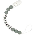 Personalized Name Pacifier Clip Pacifier Holder for Girls Boys (Grey)