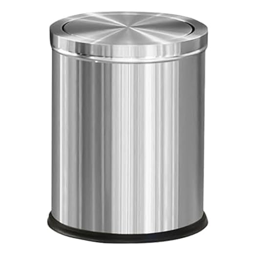 15L/4GAL Silver Stainless Steel Bathroom Garbage can, Bathroom Trash Can with Flipping Lid，Brushed Nickel Gaebage Can for Bedroom,Living Room,Office,Hotel,Shop,Restaurant (15L-Silver)