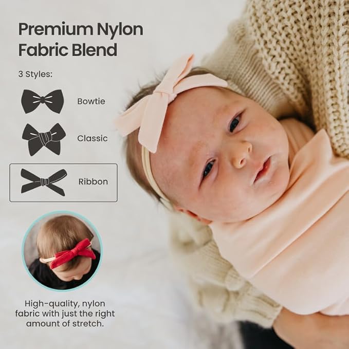 Copper Pearl Baby Bows: Stylish Headbands for Baby Girls, Premium Soft and Stretchy Baby Headbands, Perfect for Newborns, Trendy Designs - Millie