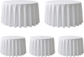 Surmente 132 inch Round tablecloths -5 Pack White Round Table Cloths, Polyester Fabric Table Covers for Weddings, Banquets, or Restaurants