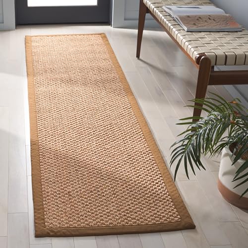 SAFAVIEH Natural Fiber Collection Runner Rug - 2' x 6', Natural Brown, Sisal, Woven Design with Border (NF525B) - color: Natural, size: 2' x 6' (Runner)