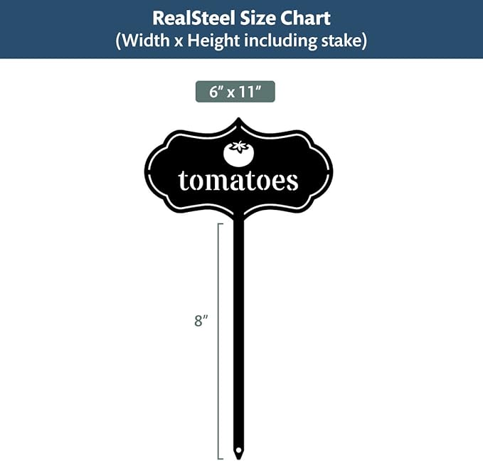 RealSteel - Seed & Plant Markers - Indoor/Outdoor Herb Garden Stakes - Elegant Fruit/Vegetable Seed Labels - Durable Plant Tags for Pots - Classy Design for Farmhouse/Greenhouse (Chives)
