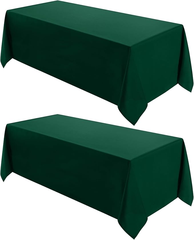VidaFete 2 Pack 90 * 132inch Rectangle Table Cloth Polyester, Stain Wrinkle Resistant Polyester Dining Table Cover for Kitchen Dinning Party Wedding Rectangular Table Buffet Decoration(Green)