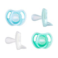 Tommee Tippee Ultra-Light Silicone Pacifier,0-6 Months,Symmetrical One-Piece Design,BPA-Free Silicone Binkies,Blue/Green/Clear,(Pack of 48)