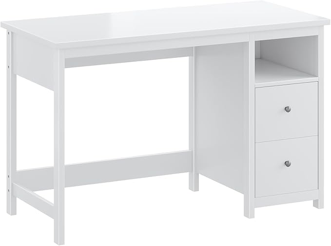 BHG White Desk with Drawers,Modern Small Computer Desk for Home Office, Makeup Vanity Desk Dressing Table for Bedroom,Filing Cabinet Writing Table PC Desks for Study (White, 39.3")