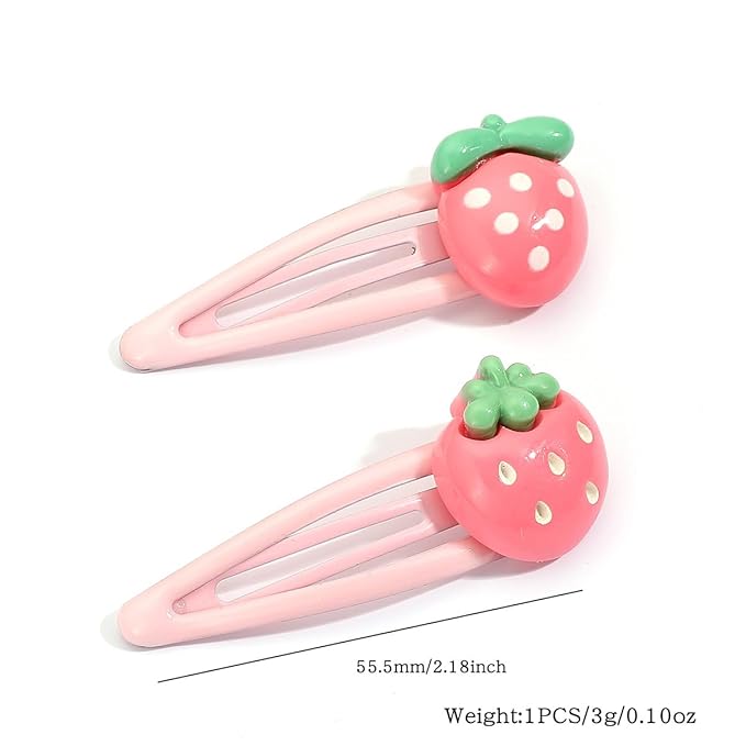 Strawberry Snap Clips Baby Girls Fruit Hair Bow Clips Strawberry Hair Ring Tie BBW24 (5 Pcs-B2)