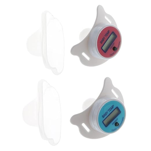 High Accuracy Thermometer LCD Display Nipple-Shaped Pacifier Babies's Heating Fever Monitor Gauge Pink/Blue Digital for Baby Oral Mouth Temperature Measuring Nipple