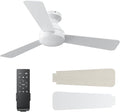 Ceiling Fans with Lights, 42 Inch Ceiling Fan with Light And Remote, 3CCT Flush Moun Low Profile Ceiling Fans, 6 Speed Noiseless LED Ceiling Fan, White Ceilings Fan with Remote for Bedroom Living Room
