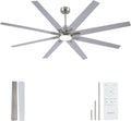 Newday 72 inch Brushed Nickel Modern Ceiling Fans with Lights and Remote, Indoor/Outdoor Ceiling Fan for Living Room Patio, 6 Speed Reversible Quiet DC Motor, 3 CCT, Dual Finish Blades