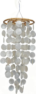 Capiz Shell Large Wind Chime for Outside Sea Glass Wind Chime Ocean/Beach Themed Chime Gift for Women Mother’s Day Decoration-White，32"*11"