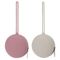 2 Pack Pacifier Holder Case, BPA Free Newborn Baby Silicone Pouch for Boys & Girls, Portable Container Case (Light Grey, Power Rose)