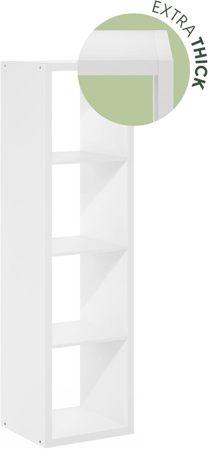 Furinno Cubicle Open Back Decorative Verticle Cube Storage Organizer, 4-Cube, White