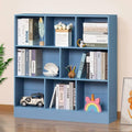 YAHARBO 3 Tier Bookshelf,Wide Kids Horizontal Bookcase,8 Cube Blue Book Shelf,Large Display Toy Storage Cabinet with Base,Floor Standing Modern Bookcases Organizer for Bedroom,Nursery,Playroom