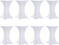 Tina 8 Pack 30x42 Inch Highboy Spandex Cocktail Table Covers White, Fitted Stretch Cocktail Tablecloth for Round Tables (8PC 30X42 White)