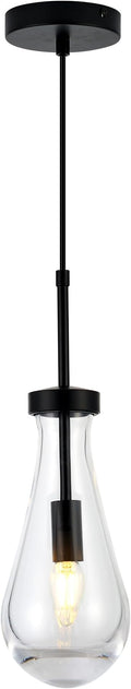 Black Raindrop Pendant Lights, Teardrop Pendant Light, Black Kitchen Island Pendant Lighting, 1-Light Interior Pendant Light in The Kitchen Island Living Room Bedroom Bathroom, Dining Room,Hallway