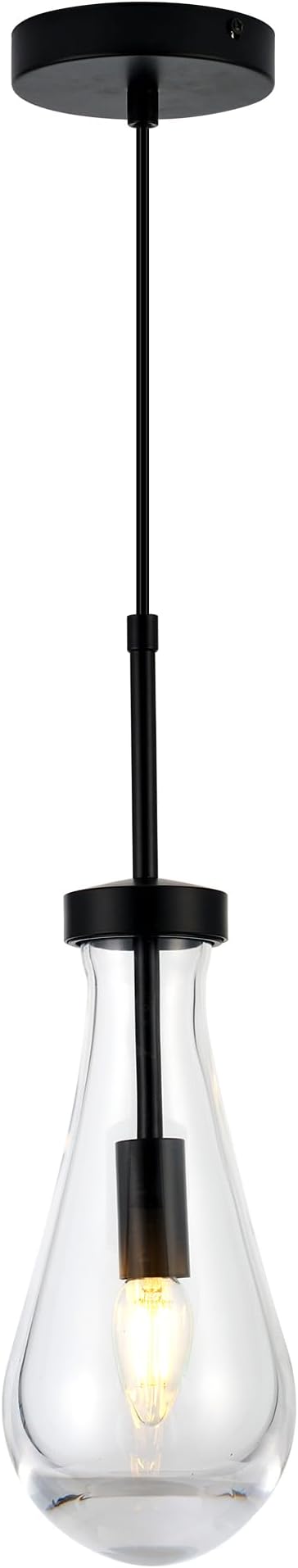 Black Raindrop Pendant Lights, Teardrop Pendant Light, Black Kitchen Island Pendant Lighting, 1-Light Interior Pendant Light in The Kitchen Island Living Room Bedroom Bathroom, Dining Room,Hallway